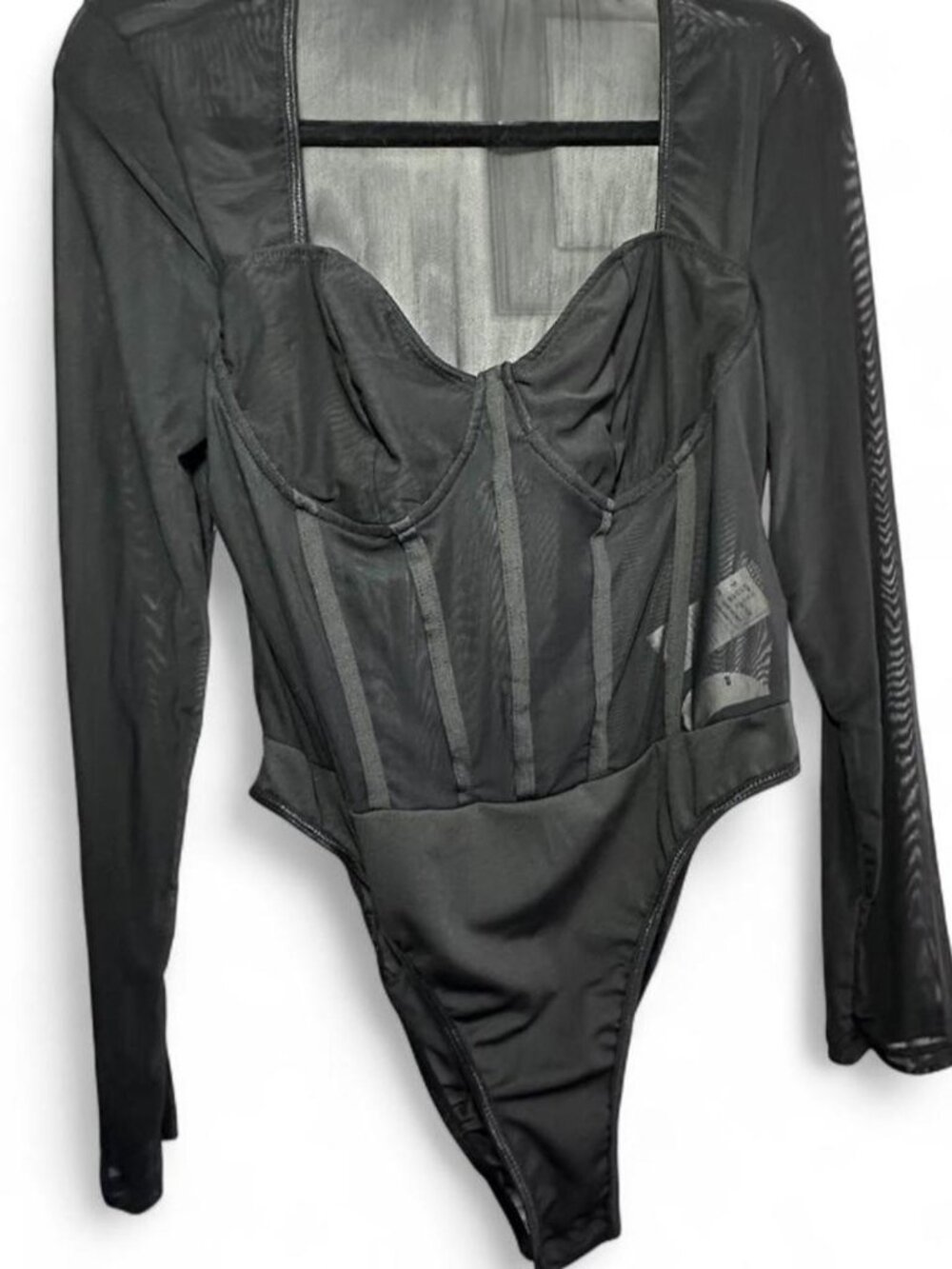 NWT - Mesh Faux Corset Bodysuit